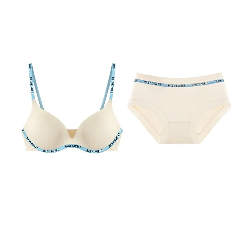 Kabelloses, nicht gepolstertes BH-Set für kleine Brüste, nahtloser Komfort-Bralette und Slip, reine, elegante Damenunterwäsche für Teenager und Mädchen