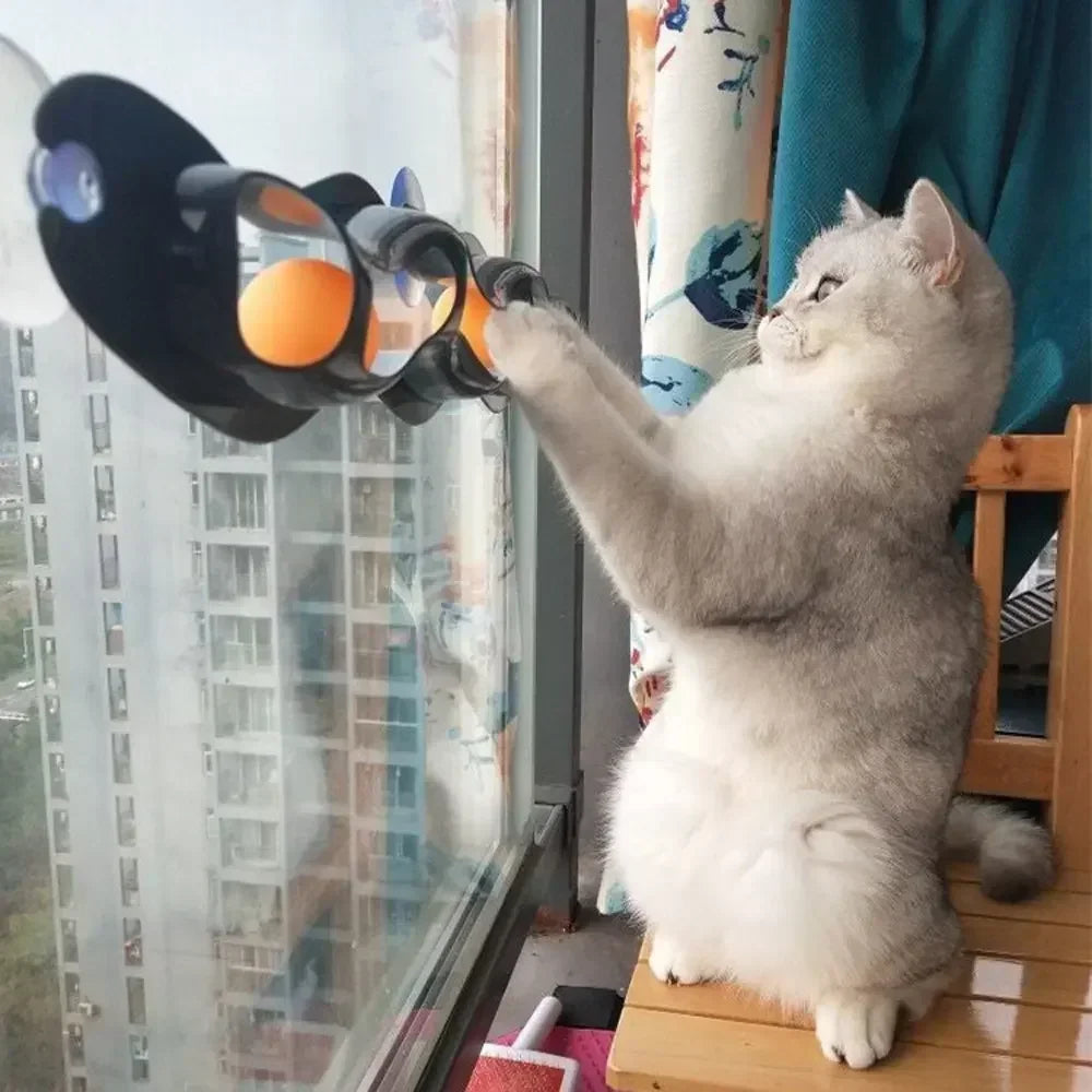 Tischtennis ball neue neckende Katze Lernspiel zeug Haustier interaktive Katze Spielzeug Spur Fenster Saugnapf Spielzeug Ball Katze Kratzer Kunststoff