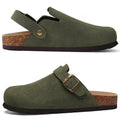 Litfun Neue modische Damen-Clogs mit verstellbarem Riemen, Korkfußbett, Leder-Pantoletten mit Fußgewölbeunterstützung, Unisex-Kartoffelschuhe für den Außenbereich