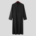 INCERUN Muslimische Männer Jubba Thobe Solide 2024 Langarm Dünne Roben Kaftan Stehkragen Islamische Arabische Mode Männer Kaftan S-5XL