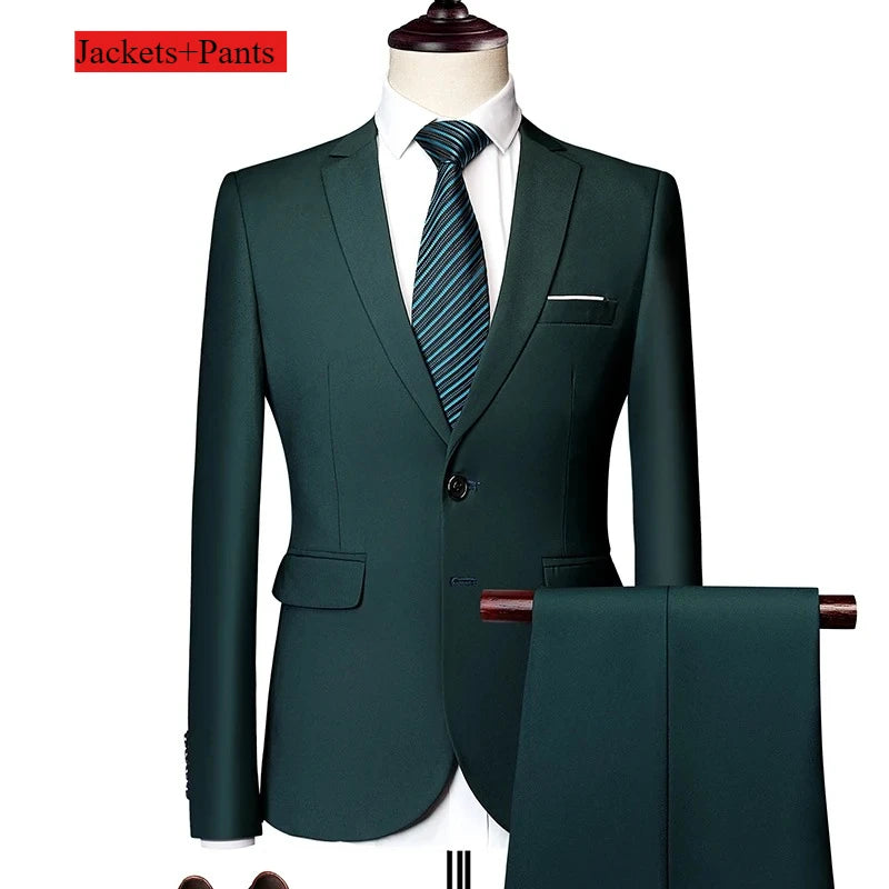 Klassische Hochzeit Smoking Casual Solide Anzüge Slim Fit 3/2 Stück Trauzeugen Anzug Männliche Formale Business Männer Kleidung