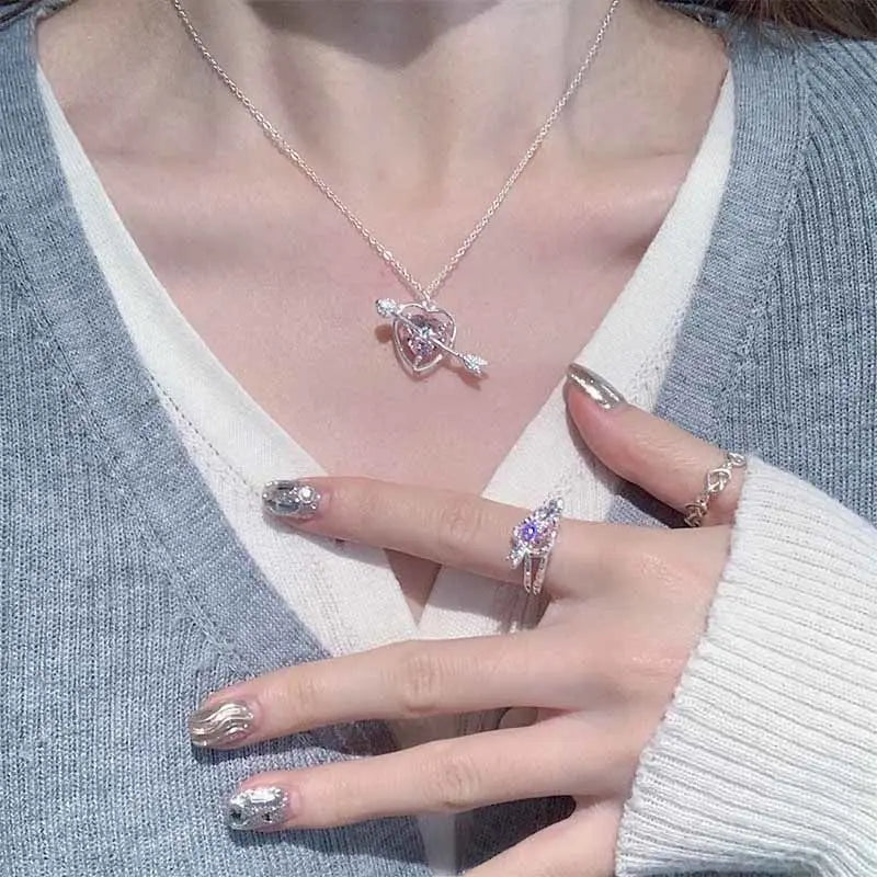 Aihua Mode Minimalistische Runde Opal Anhänger Halskette für Frauen Geometrische Schlüsselbein Ästhetische Kette Sommer Schmuck Zubehör