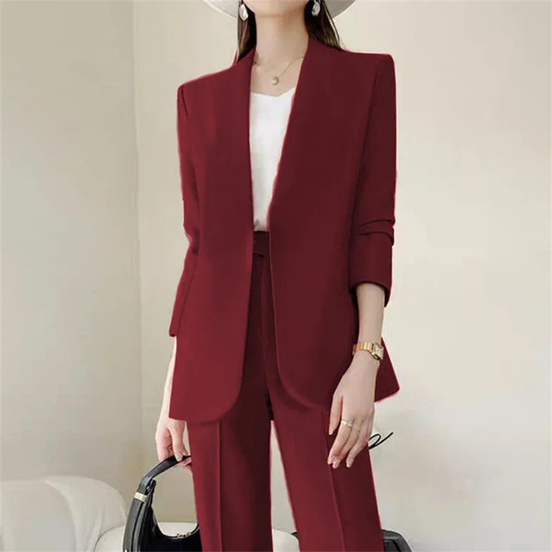 Mode 2-teilige Sets Damen Outfits Frühling Herbst Neu in Koreanische Hosen Sets Pendler Eleganter Anzug Mantel 2-teilige Sets Damen