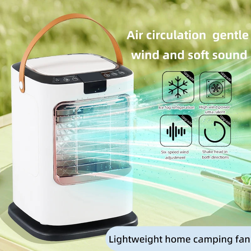 Befeuchtender Kühlventilator Tragbarer Mini-Elektroventilator 2. Generation Negativ-Ionen Tischventilator