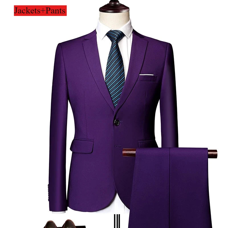 Klassische Hochzeit Smoking Casual Solide Anzüge Slim Fit 3/2 Stück Trauzeugen Anzug Männliche Formale Business Männer Kleidung