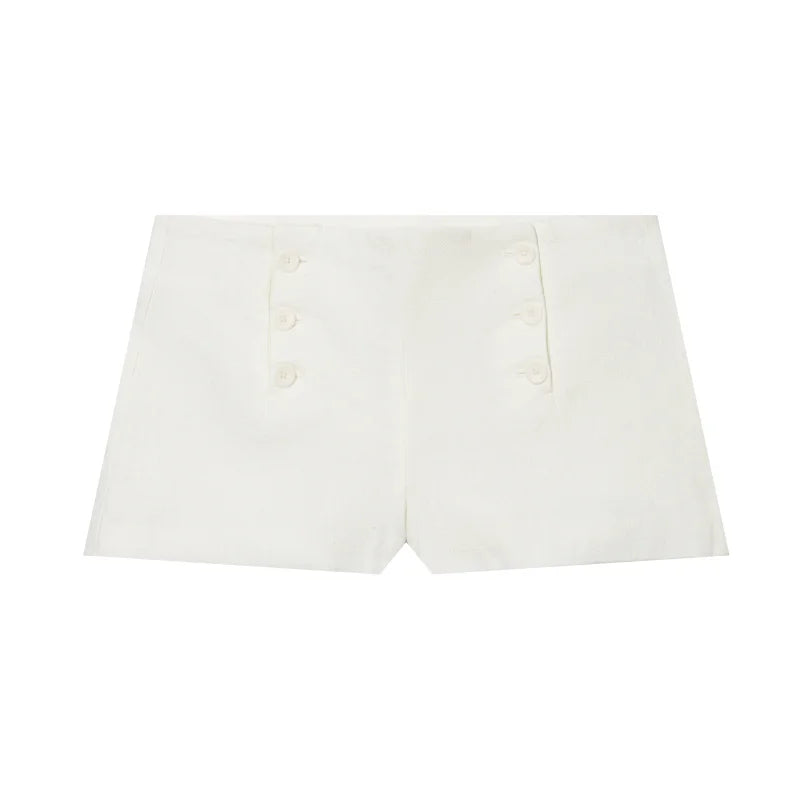 ETJ 2026 Neues Damen-Blazer-Shorts-Set mit hohem Kragen, asymmetrischer Knopfjacke, minimalistischem, maßgeschneidertem Co-Ord-Outfit