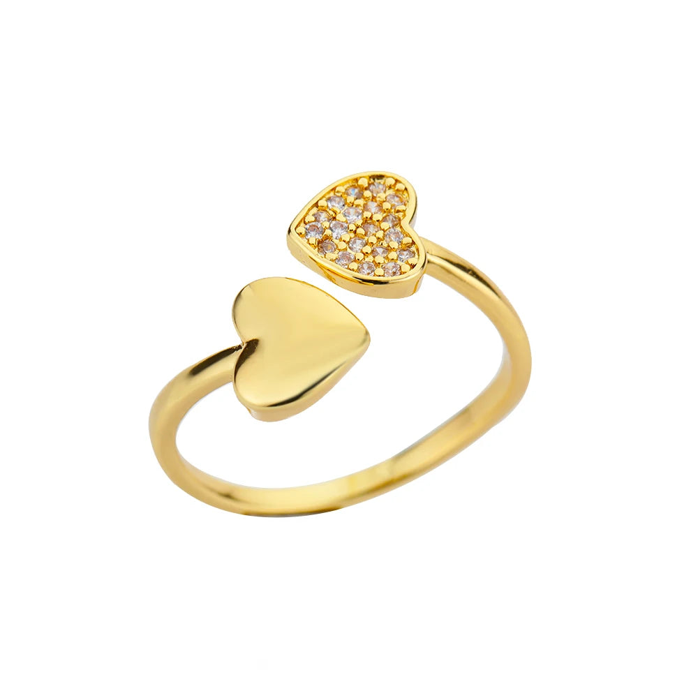 Minimalistische offene Schlangenringe aus Edelstahl, goldfarben, herzförmig, verstellbare Ringe, klassischer Partyschmuck, kostenloser Versand