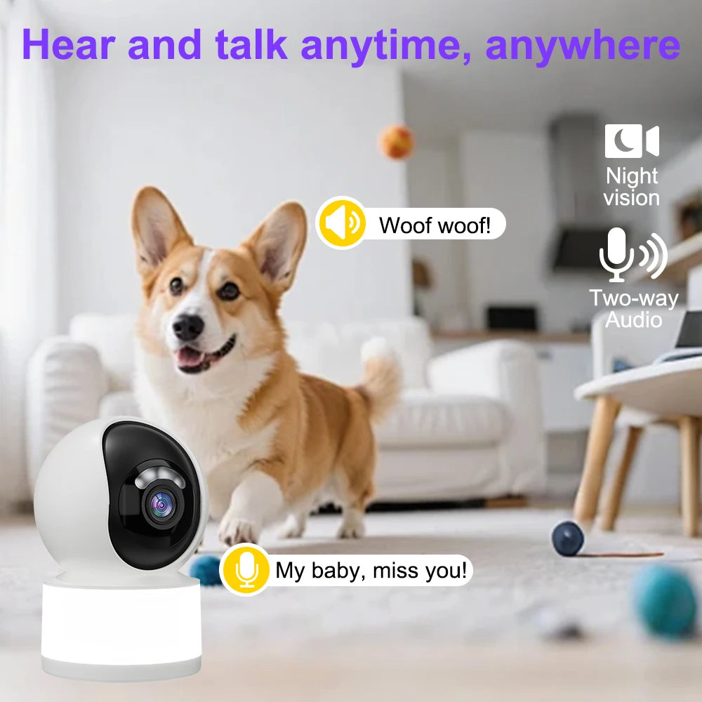 2K WLAN PTZ-Kamera für Innenräume mit Farbnachtsicht und Licht, Mini-Babykamera 360° °   Schwenk- und Neigbare Automatische Tracking-Kamera für Haustiere und Hunde