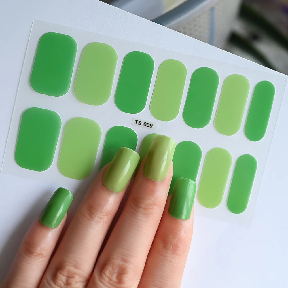 14 Tipps Full Wrap Nagellack Aufkleber Selbstklebende einfarbige Gel-Nagelstreifen Kunst Aufkleber Nicht halbgehärtete DIY Nageldekorationen