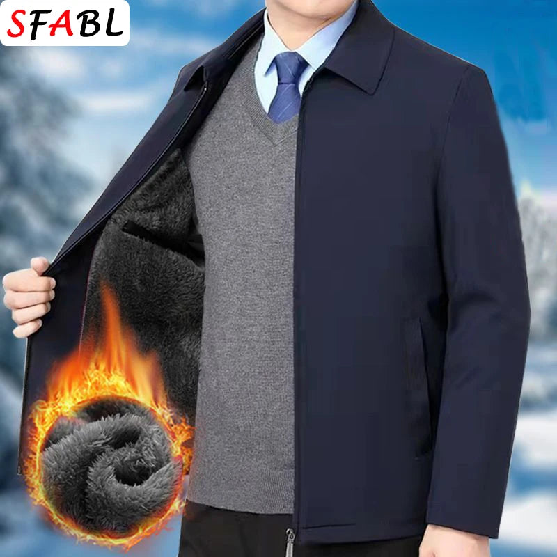 Dicke Fleece Warme Herren Winterjacke Winddicht Herren Wintermantel Fleece Blazer Herren Herbst Windschutz Casual Business Mantel L-3XL
