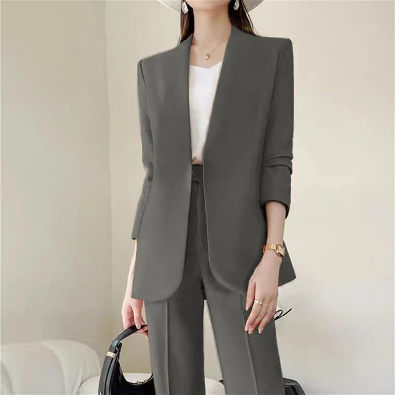 Mode 2-teilige Sets Damen Outfits Frühling Herbst Neu in Koreanische Hosen Sets Pendler Eleganter Anzug Mantel 2-teilige Sets Damen