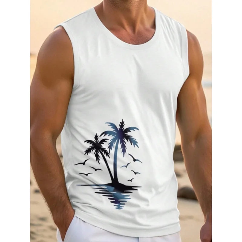 3D Gedruckt Hawaiian Obst Tank Tops Für Männer Kokospalmen Muster Tees Sommer Lose Urlaub Straße Sport Tops Rundhals Weste