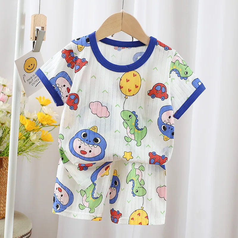 Kinder kleidung Sommer Kurzarm Home Nachtwäsche Kinder setzt Kinder Kleidung Junge Mädchen T-Shirt Shorts Baumwolle Anzug Baby