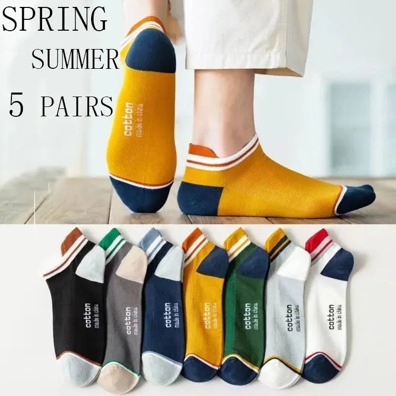 5 Paar Mann kurze Socken Mode atmungsaktive Knöchel bequeme lustige passende lässige männliche Street Style Polyester Socken