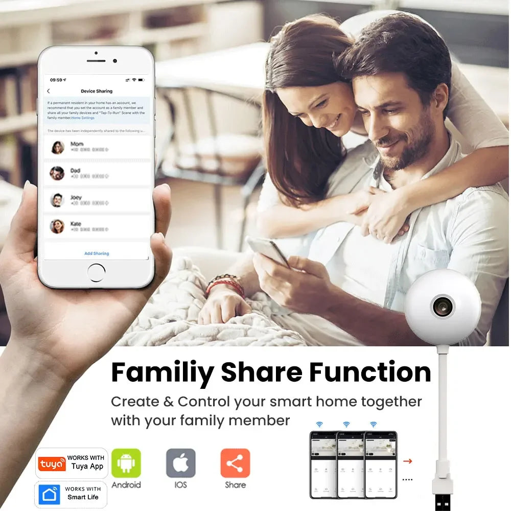 Tuya 5MP Mini WiFi Kamera Indoor 2K Sicherheit Kamera für Baby Monitor Wireless USB Stecker IP Überwachung AI auto Tracking Babe Cam