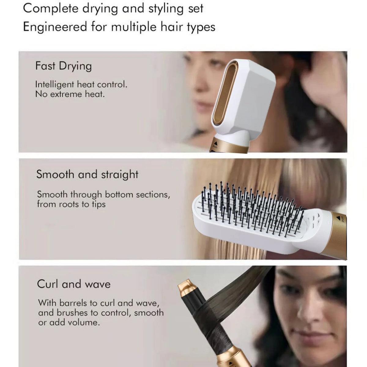 6-in-1-Haartrockner für Haare mit Lockenstab, Haarglätter mit Haarbürste, Haartrockner für Haartrockner, 6 in 1, Multi-Styler