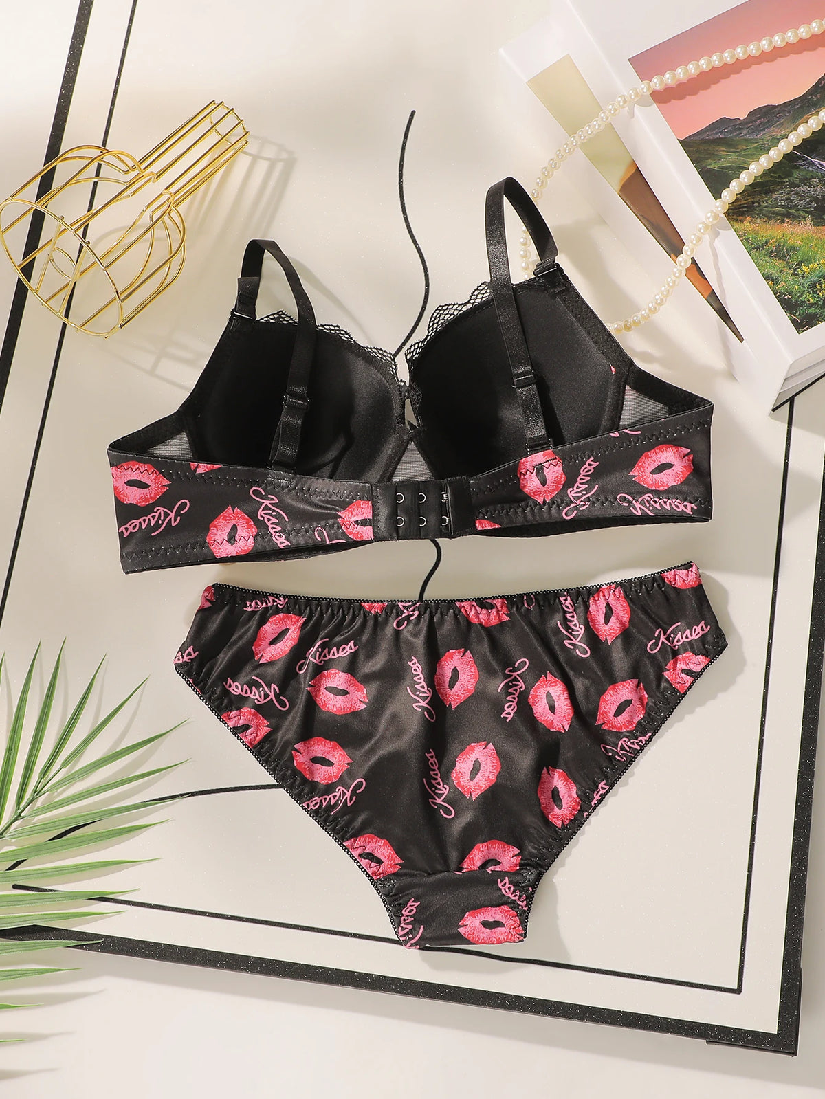 Hohe Qualität Gedruckt Patchwork Spitze Sexy Dessous Set Für frauen Push-Up Bhs Mit Stahl Ring Unterwäsche A2174