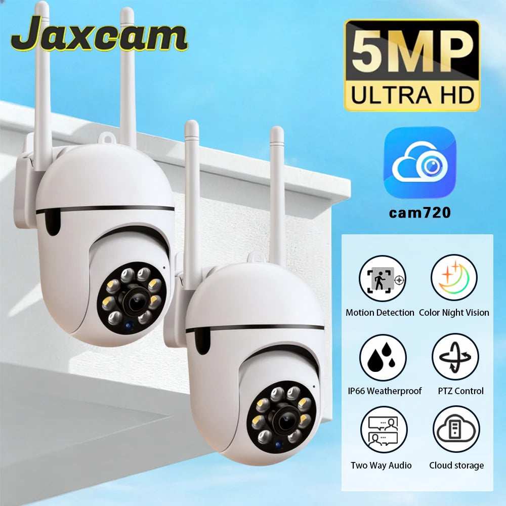 Cam720 APP 5MP PTZ IP-Kamera Intelligente Außen-Überwachungskamera WLAN CCTV mit Farbnachtsicht Drahtlose HD 2-Wege-Audio-Kommunikation