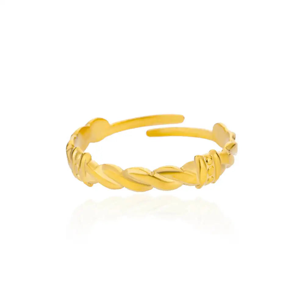 Edelstahl Ringe für Frauen Gold Farbe Unregelmäßige Geometrische Offenen Ring Vintage Wasserdicht Hochzeit Schmuck Teil Zubehör Gif