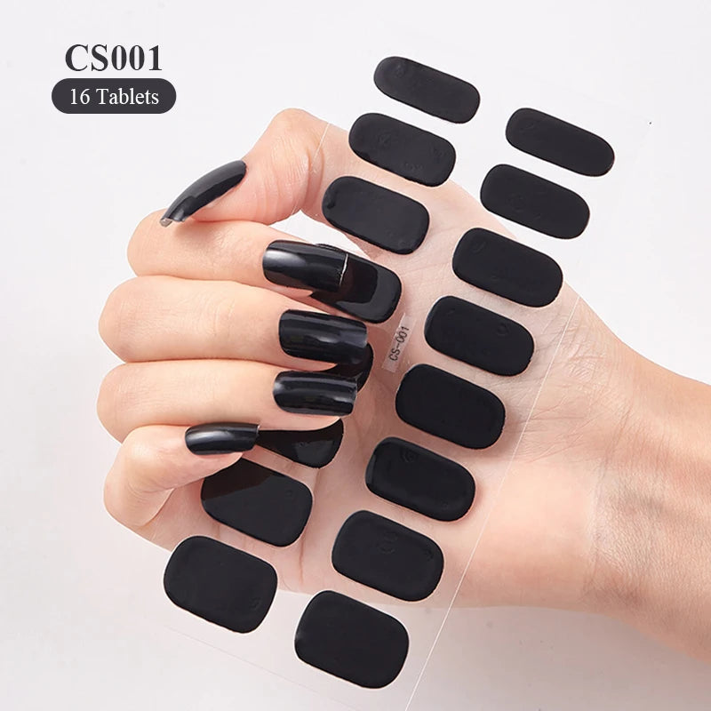 16 Tipps weinrote Nagelaufkleber, langlebig, einfarbig, volle Nagelfolien, selbstklebender Slider, Nagelkunst, DIY-Aufkleber, Maniküre-Dekor
