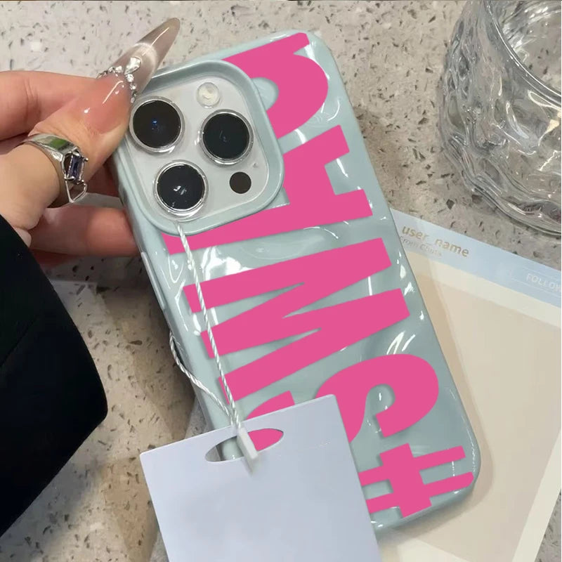 SWAG Pink Letter Handyhülle für iPhone 17 16 Pro Max 15 14 Plus 13 12 11 Pro Max Air 16E Candy Wave Textur Weiche Schutzhülle