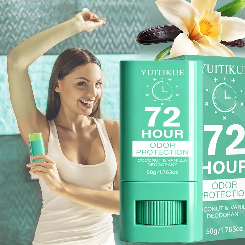 72 Stunden Langanhaltender Geruchsschutz Deodorant Stick 50g YUITIKUE Kokosnuss Vanille Unsichtbarer Achsel-Frische-Stick Tägliche Körperpflege