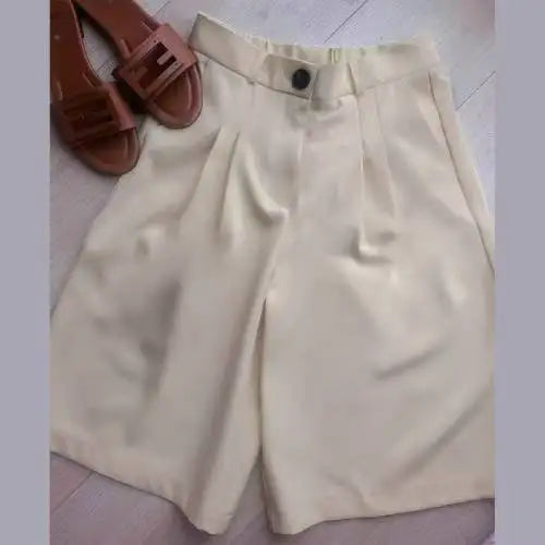 Damen Lockerer Blazer-Anzug Einfarbig Lässiger Umlegekragen Einknopf-Mantel Hochgeschnittene Shorts 2026 Sommer Herbst Formelle Neue Outfits