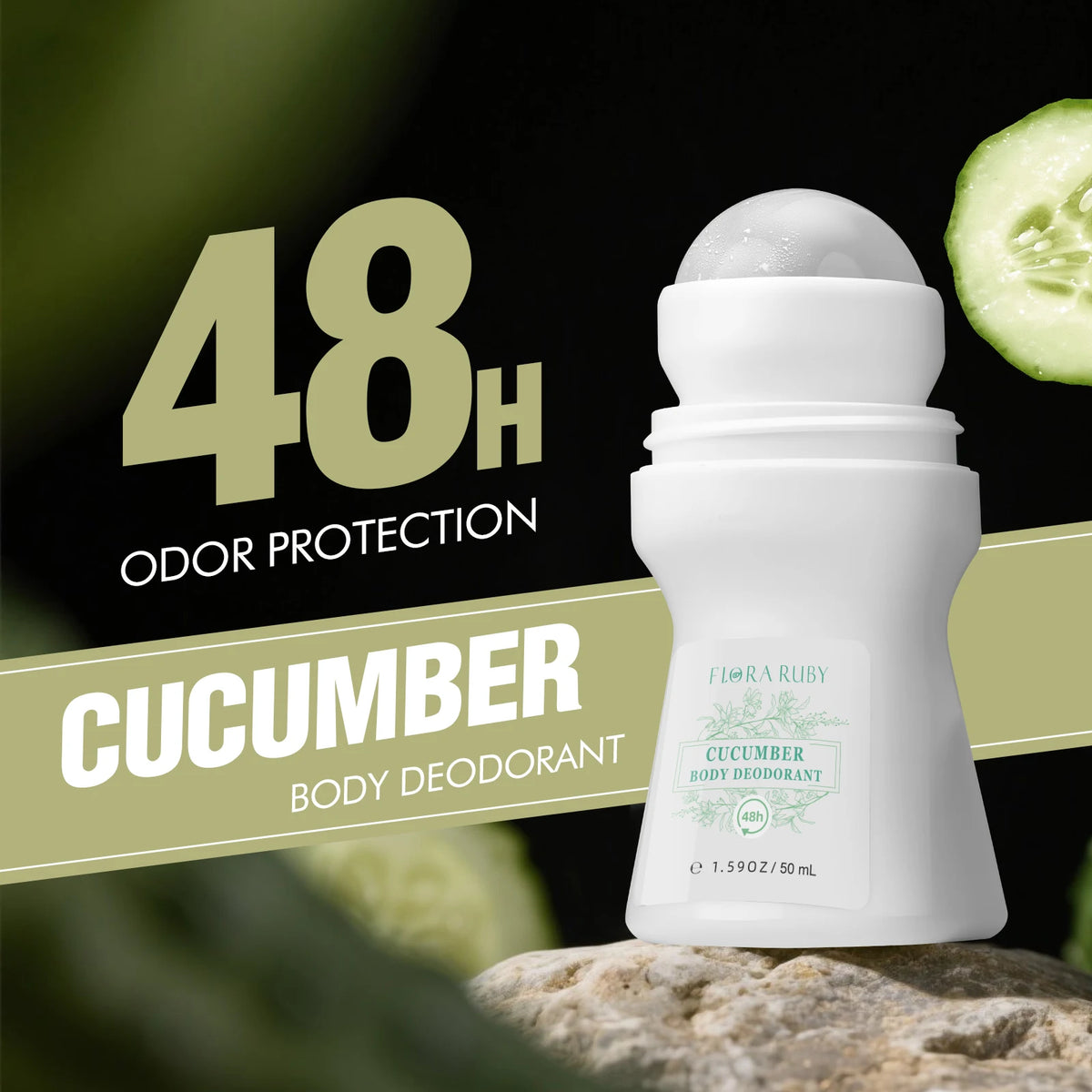 1 Stück Deodorant-Rolle der Flora Ruby Light Green-Serie für Damen und Herren, Allzweck-Deodorant-Rolle aus Aluminium, kostenlos, leicht zu transportieren