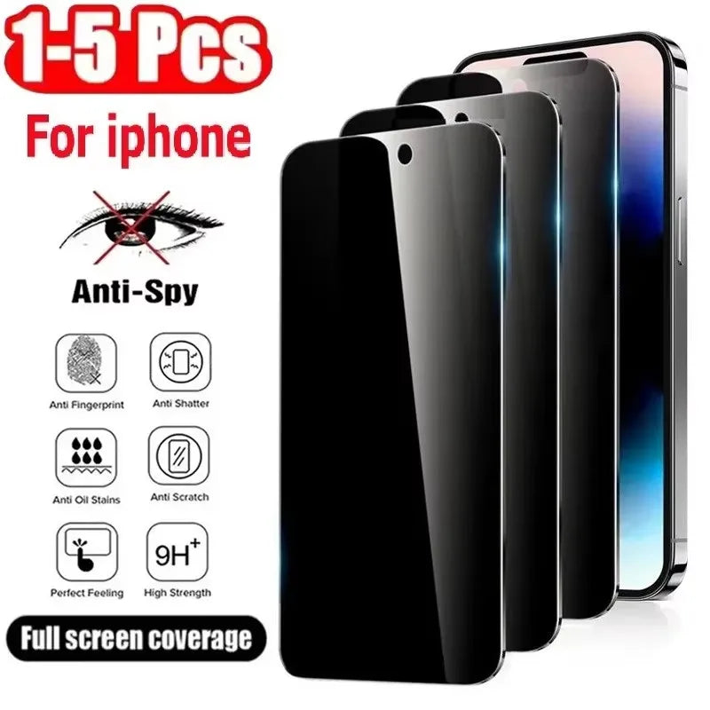1–5 Stück Full Cover Anti-Spionage-Displayschutz aus gehärtetem Glas für iPhone 15 14 13 12 11 16 17Pro MAX 16Pro XS Max XR