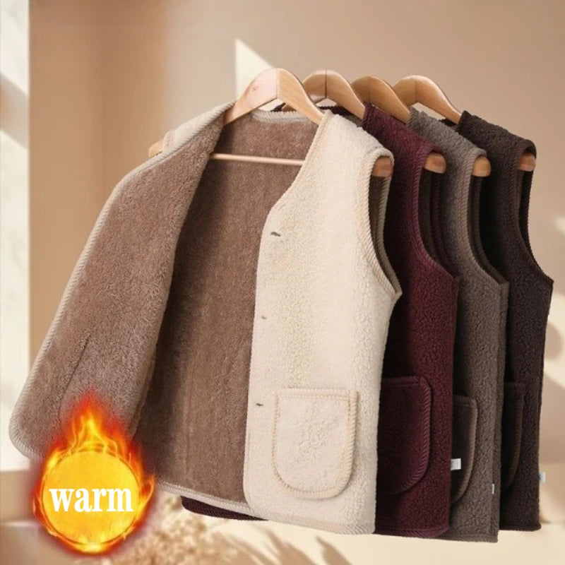 Winter warme Fleece-Weste für Mama, verdickte Lammwolle-Weste, Oberbekleidung für ältere Frauen, Herbst und Winter, Übergröße, isoliert