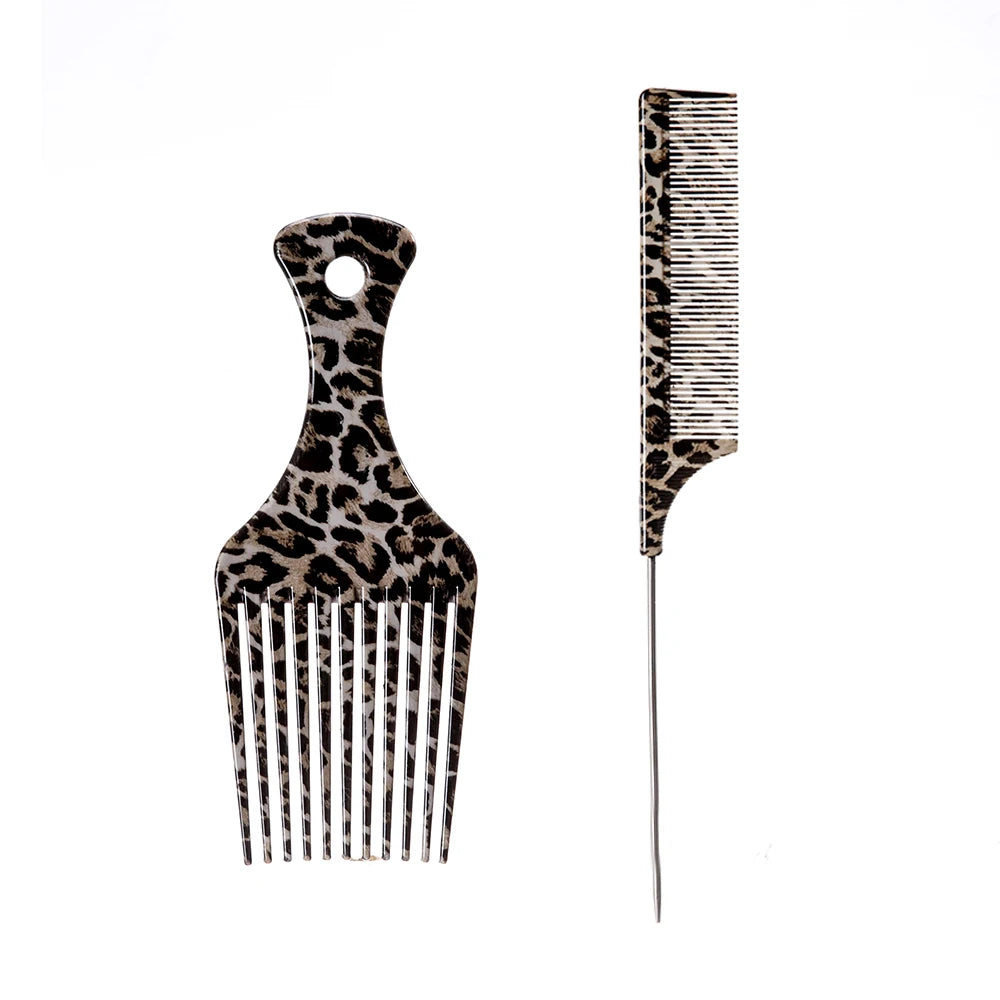 1/2/3 Stück Haarschneidekamm mit Leopardenmuster, Stiftkamm, breiter Zahnkamm, Ölgabelkamm. Haarschmuck für glattes Haar zum Kämmen im Salon