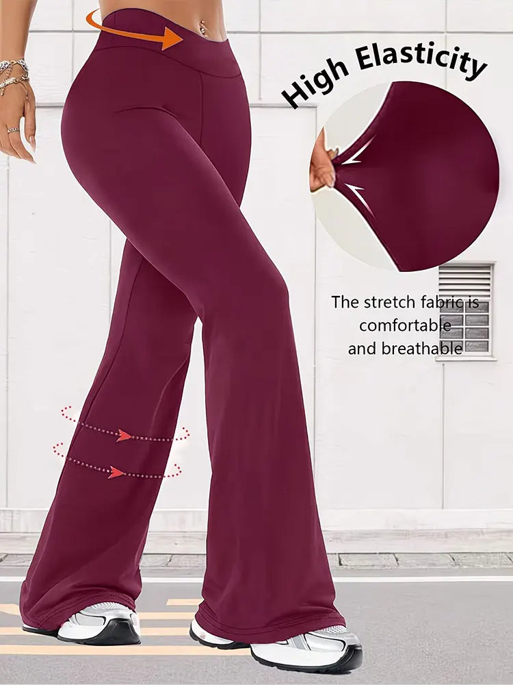 Damen-Yogahose mit hoher Taille, ausgestellte Yoga-Hose, Bootcut-Yogahose, Stretch-Arbeitshose mit weitem Bein, geeignet für Übungen, Sport, Laufen, Freizeit