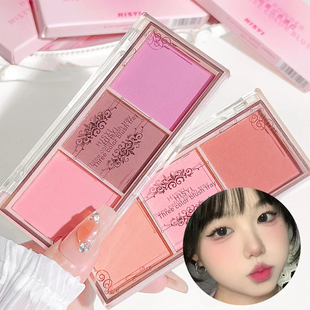 3-Farben-Wange, rote Platte, nacktes Make-up, natürlicher, mattierter Milchtee, orangefarbenes Lidschatten-Make-up, langlebig, hohe Farbwiedergabe, unsichtbar