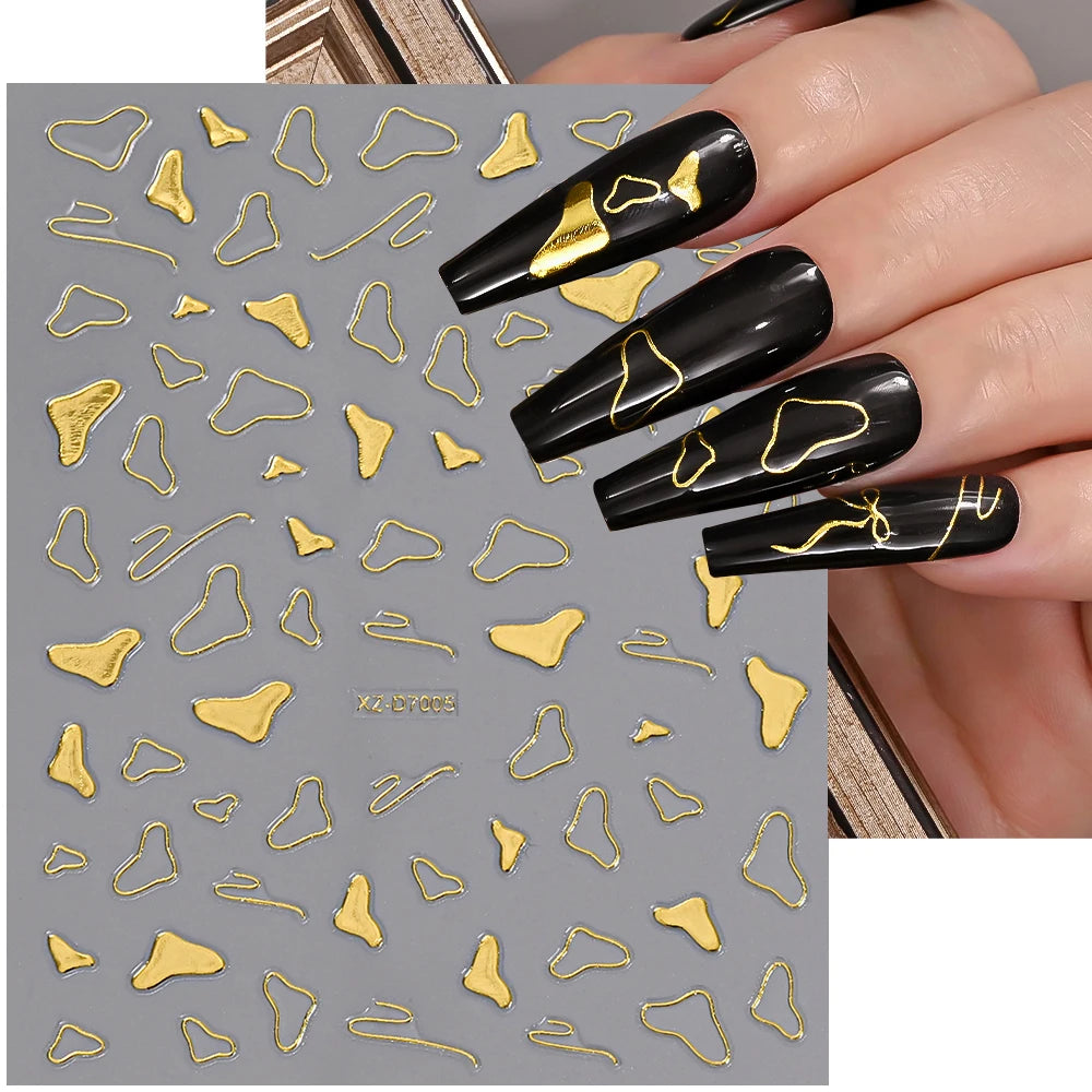1 Stück Blauer Edelstein Stern Sonne Mond Nagelaufkleber 3D Böhmisches Sternenlicht Herz Schlange Selbstklebende Abziehbilder Französische Linien Streifen Maniküre Sliders