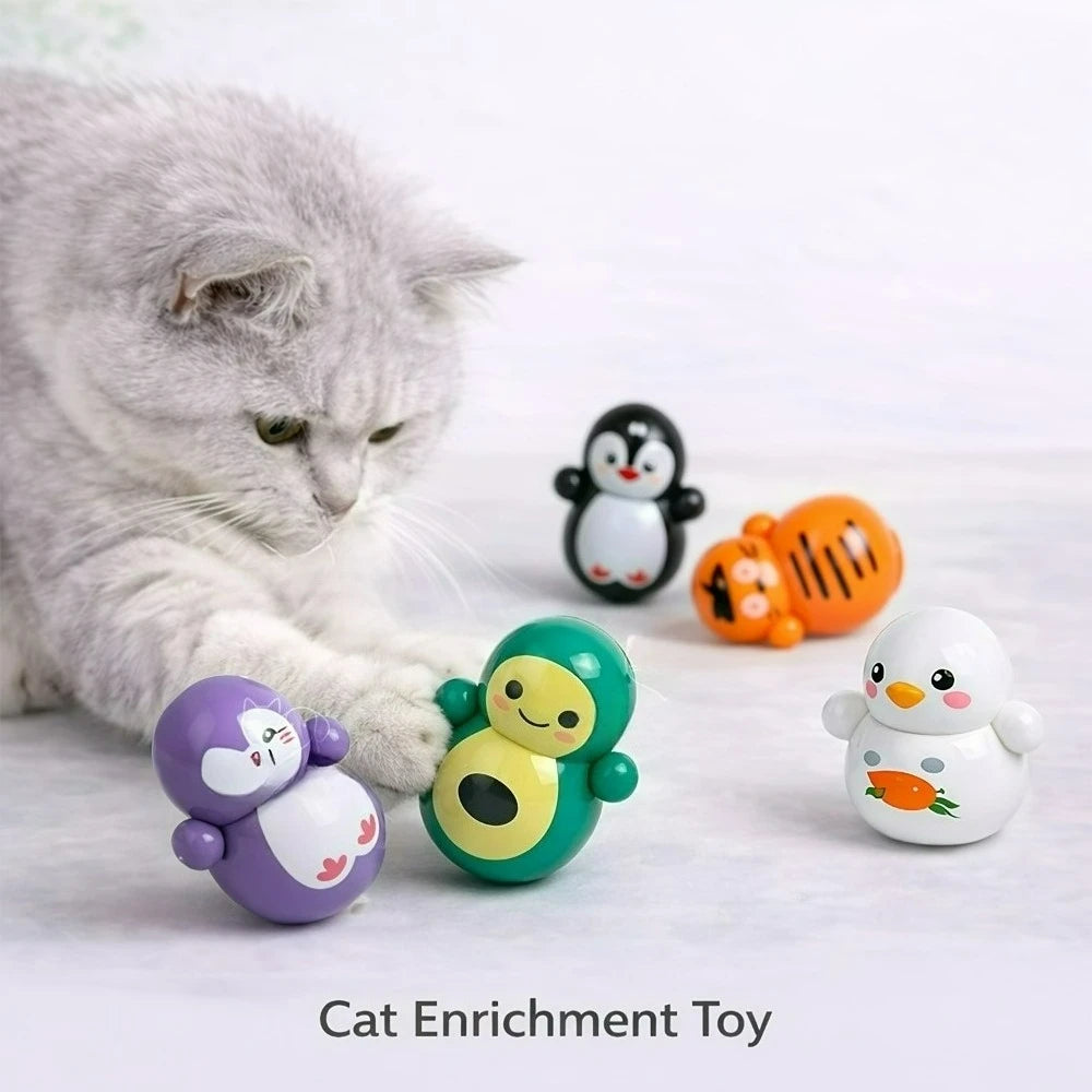 Set mit 5 Wackelspielzeugen für Hauskatzen, die sich aufrecht rollen lassen, um die Katzenstimulation zu fördern