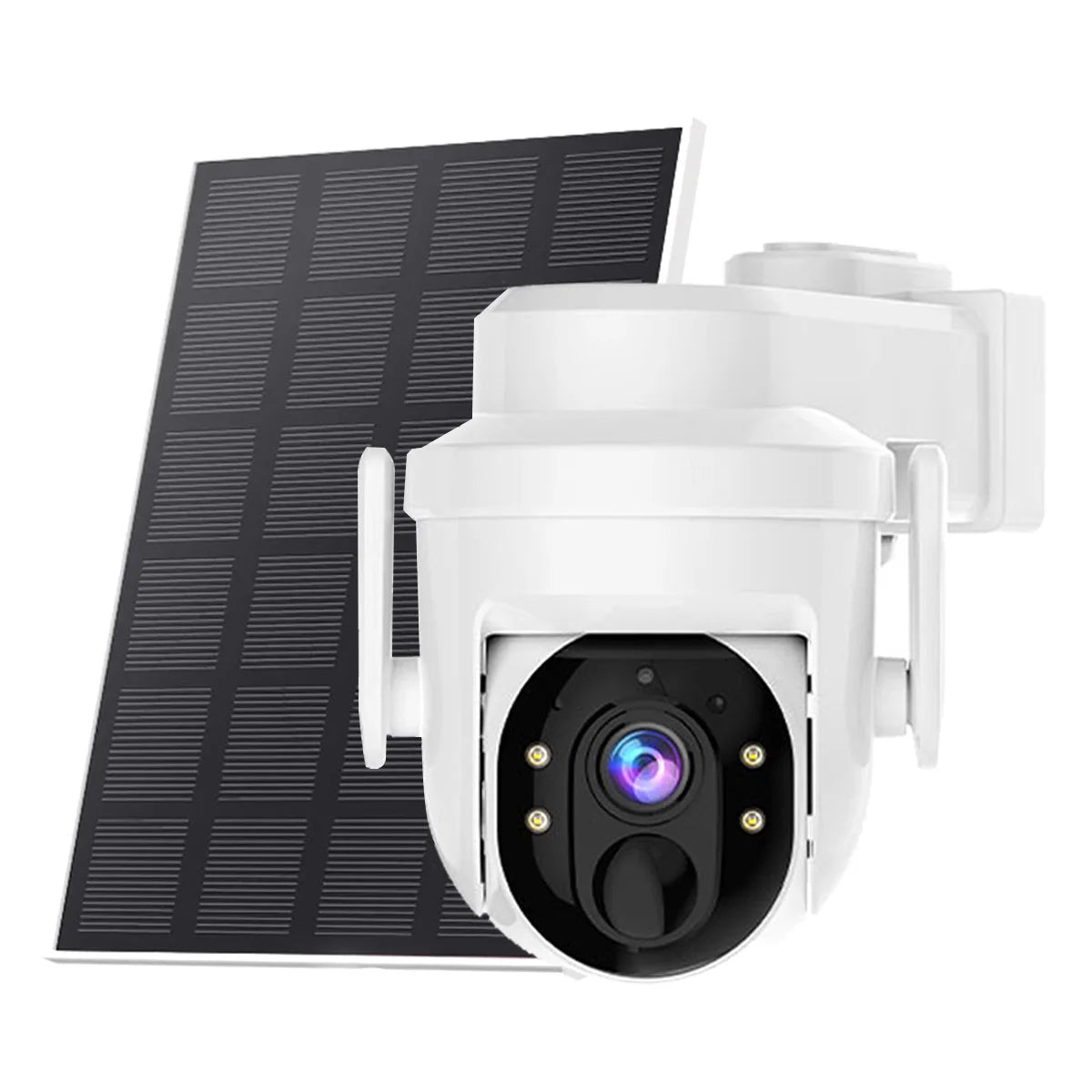 2K Solar-Sicherheitskamera mit Schwenk-/Neigefunktion, Kabellose Außenkamera mit Batteriebetrieb, PIR-Bewegungsalarm, SD-Cloud-Speicher, 2-Wege-Audio