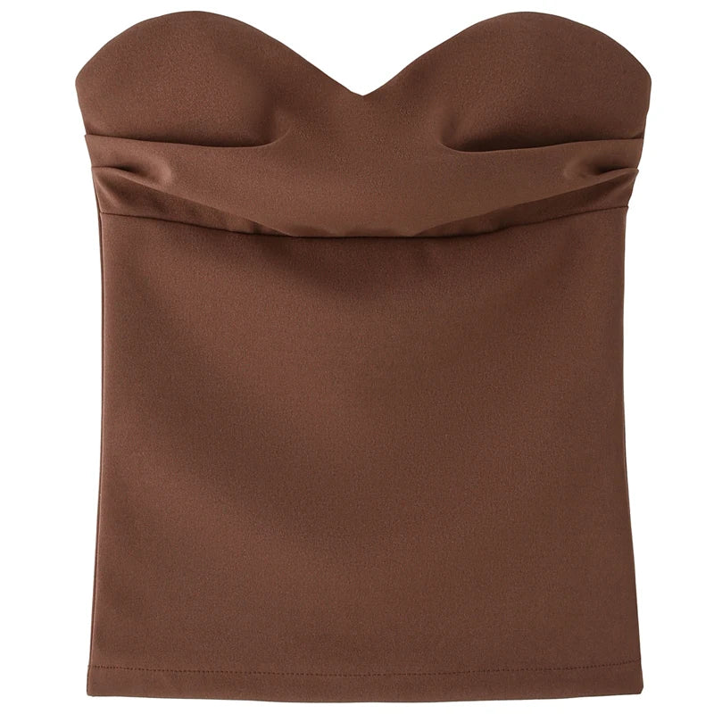 HXAO Rüschen-Hosen-Sets für Damen, zweiteiliges Set, trägerlos, bauchfrei, rückenfrei, Röhrenoberteil, Anzug, schicke Schnürung, weites Bein, Hosen-Sets, Outfits