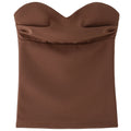 HXAO Rüschen-Hosen-Sets für Damen, zweiteiliges Set, trägerlos, bauchfrei, rückenfrei, Röhrenoberteil, Anzug, schicke Schnürung, weites Bein, Hosen-Sets, Outfits