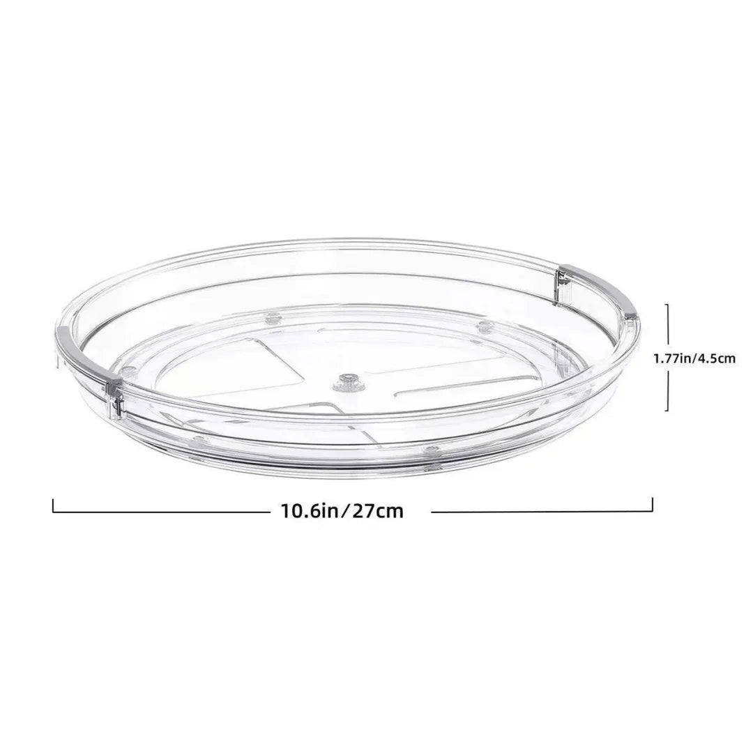 Drehbare Servierplatte 360° °   Drehbarer Organizer, Transparenter Kunststoff-Drehteller Multifunktionales Aufbewahrungstablett für Kühlschrank Gewürze Kosmetik Make-up