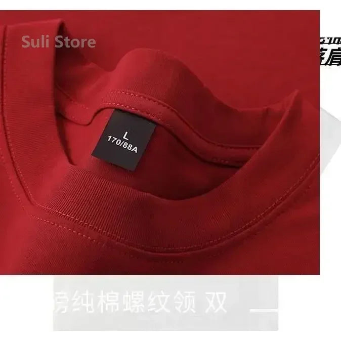 600 g robustes Baumwoll-Kurzarm-T-Shirt für Herren, modisches, verdicktes Kurzarm-T-Shirt aus reiner Baumwolle mit halben Ärmeln