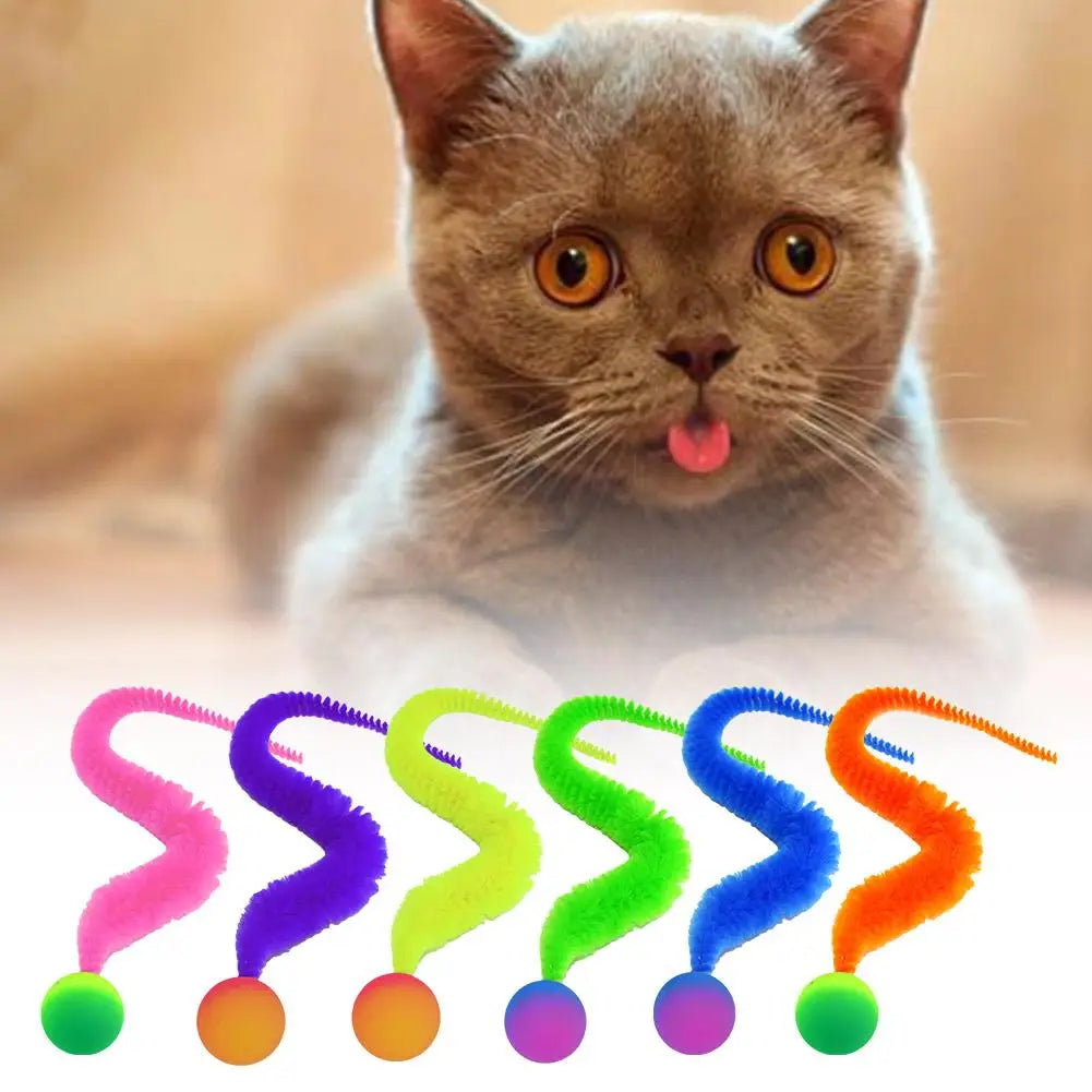 Katze Teaser Bunte Spielzeug Hüpfball Flauschigen Schwanz Simulation Kätzchen Biss Teaser Werkzeug Interaktive Katze Elastische Spielzeug Liefert