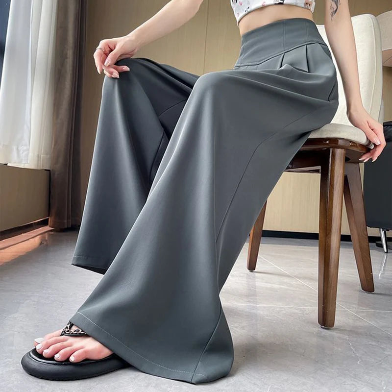Neue Dame Hohe Taille Hosen Weibliche Klassische Anzug Breite Bein Hosen Frauen Koreanische Mode Komfortable Baggy Hosen