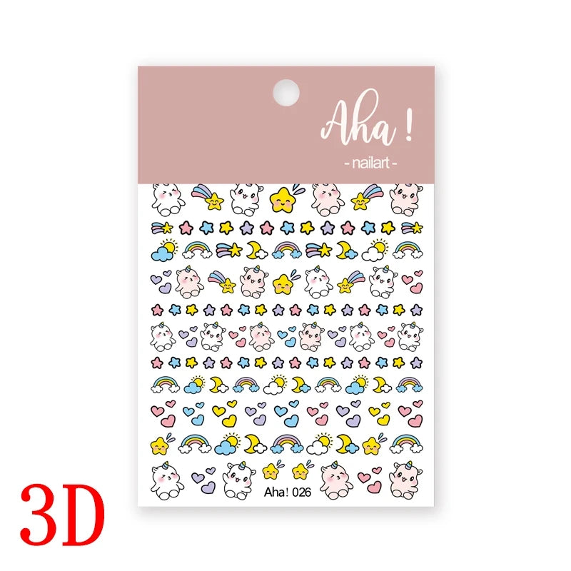 1Pc 3D Cartoon Nette Katze Nagel Kindliche Aufkleber Nette Kitty Welpen Hund Selbstklebende Nail art Haustier Tiere Maniküre schöne Aufkleber *