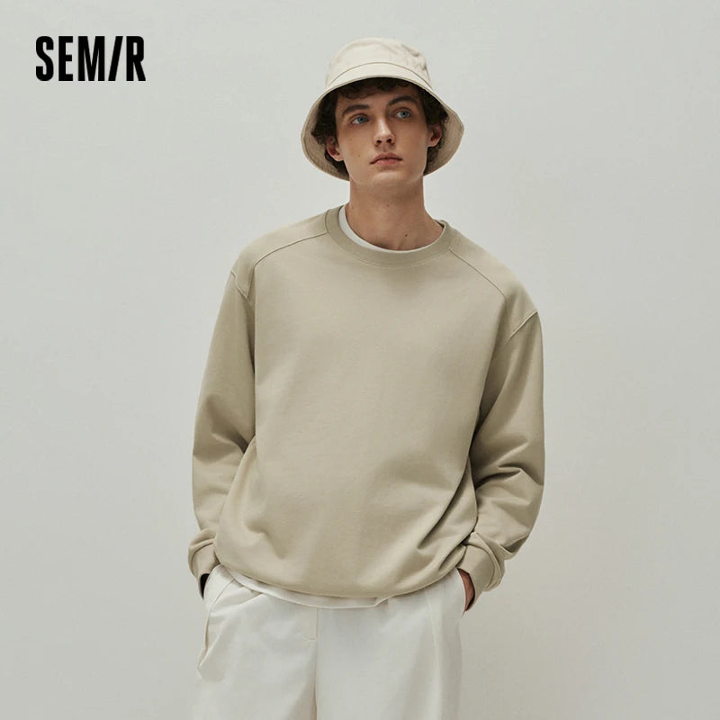 Semir Herren Sweatshirt Einfarbig Basic Rundhals Leicht Lockerer Strickpullover Alltäglicher Freizeitstil Herbst-Oberteil Tägliche Kleidung 2026