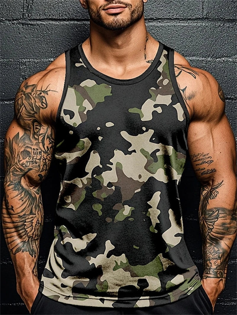 3D Druck Camouflage Grafik männer Ärmelloses T-Shirt Sommer Neue Sport Fitness Weste Outdoor Casual Mann Gym Kleidung Schnell Trocknend