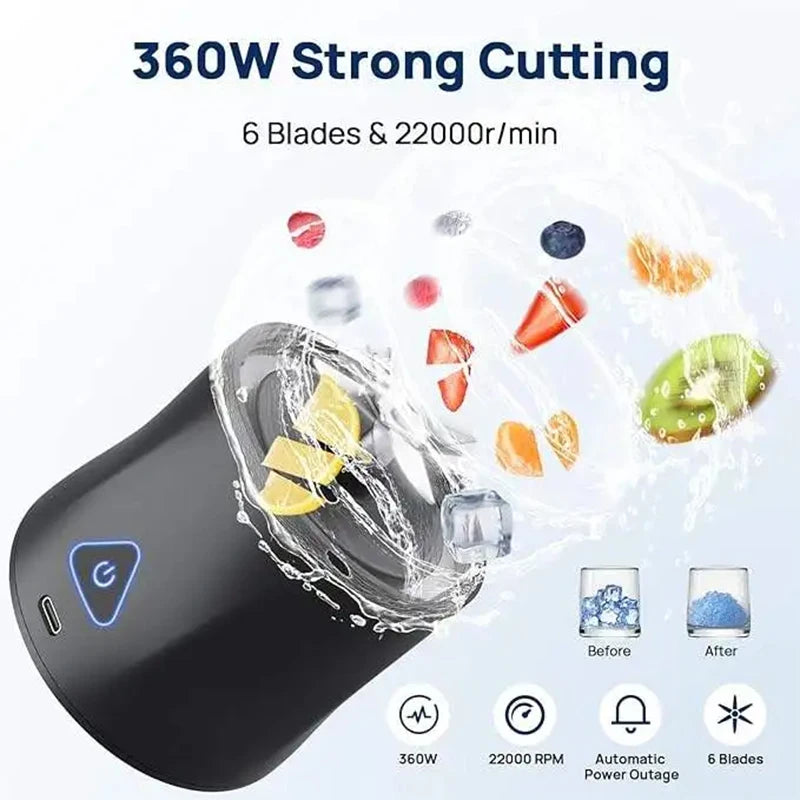 Tragbarer Handmixer USB-Akku-betrieben Variable Geschwindigkeit Persönlicher Saftmixer für den Außenbereich