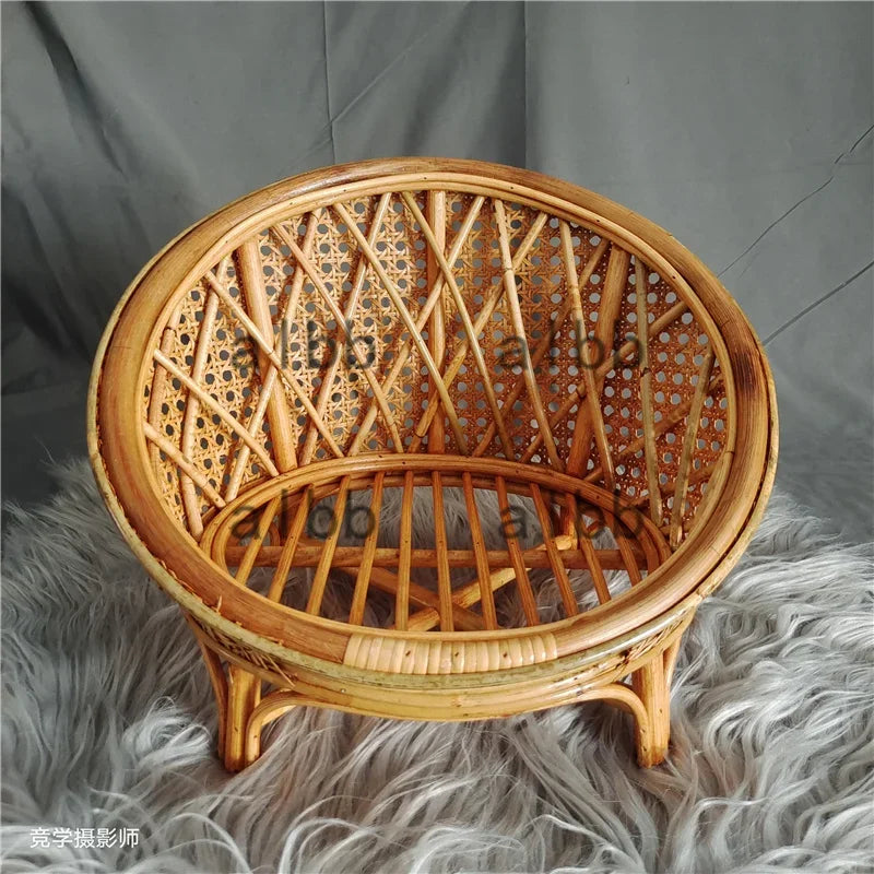 Natürliches Rattan-Katzenbett, handgewebter Katzen-Fotografie-Requisit, atmungsaktiver Weiden-Katzenkorb, erhöhtes rundes Katzennest für Hauskatzen