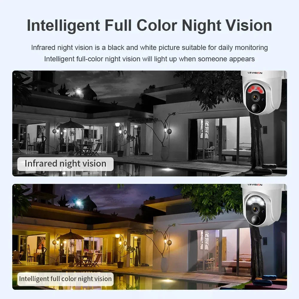 LS VISION 4 MP 4G Sim Solarkamera Wifi Outdoor Solar Überwachungskamera 360 °   Überwachung PIR Human Detect Eingebaute Batterie Ubox