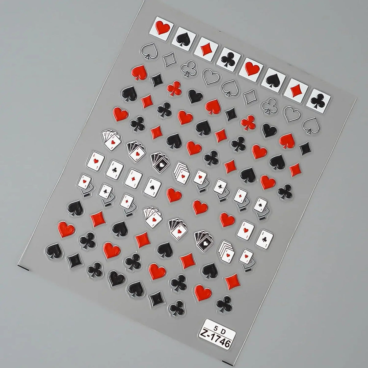 5D geprägte Spielkarte Nail Art Aufkleber Nageldekoration DIY für Maniküre Poker Anzug Design Aufkleber selbstklebende Aufkleber
