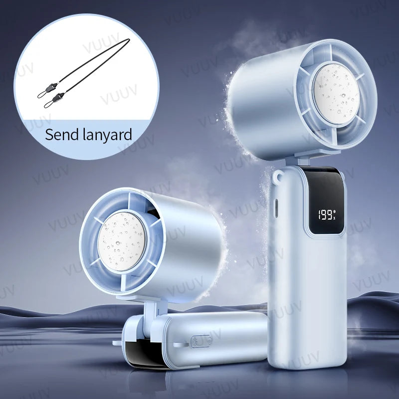 VUUV Mini-Handventilator - Tragbarer Turbo-Ventilator mit 100 Windgeschwindigkeiten, 2000mAh & Typ-C, Kühlgebläse, Reise-Kühlgerät